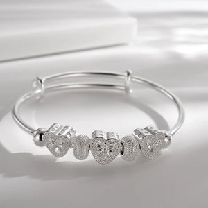 925 Silver Heart Bangles for Her