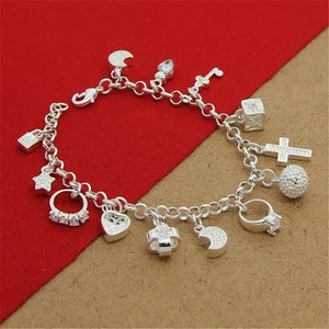 925 Silver Bracelet With Zircon Pendants for Women's Party