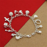 925 Silver Bracelet With Zircon Pendants for Women's Party