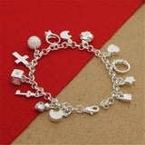 925 Silver Bracelet With Zircon Pendants for Women's Party