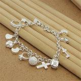 925 Silver Bracelet With Zircon Pendants for Women's Party