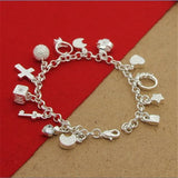 925 Silver Bracelet With Zircon Pendants for Women's Party