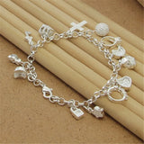 925 Silver Bracelet With Zircon Pendants for Women's Party