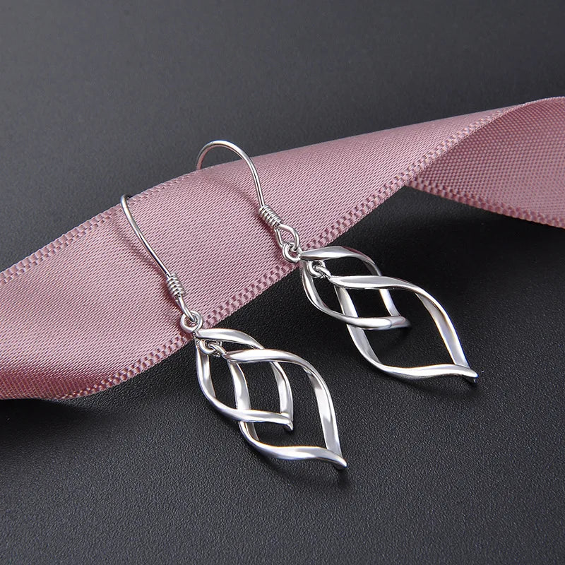 925 Sterling Silver Long Earrings for Woman Party Wedding Jewelry