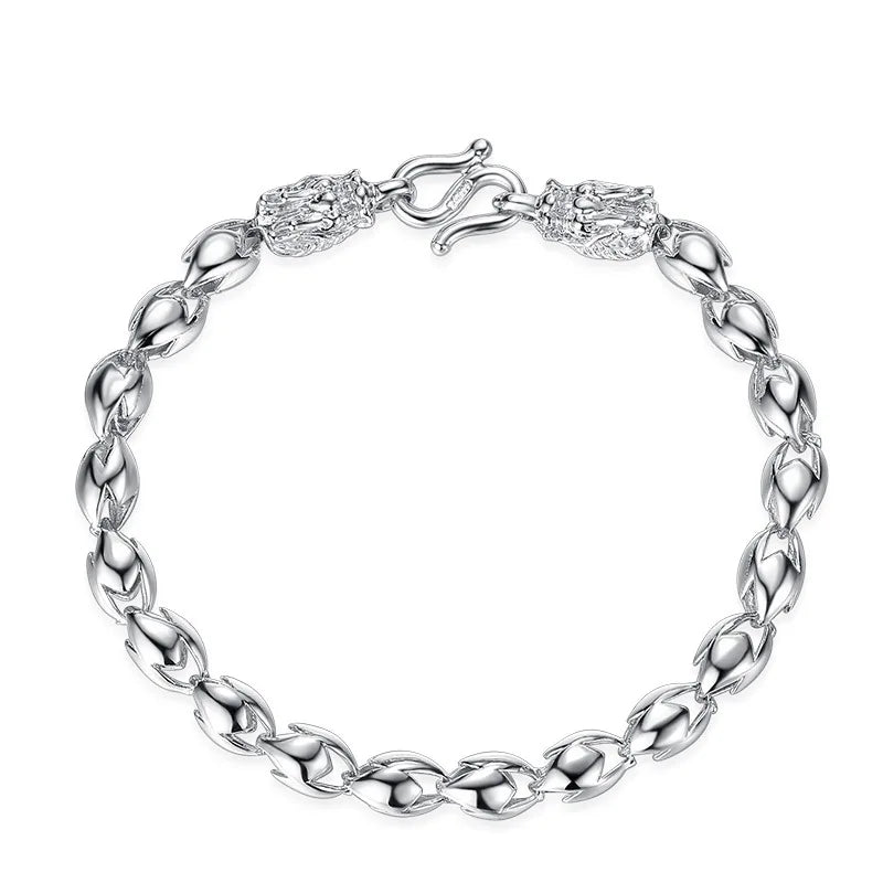 925 Silver Dragon Bracelet Men Chinese Style Retro Jewelry Gift