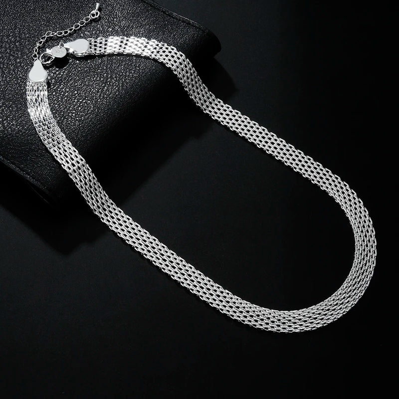 925 Sterling Silver Net Chain Necklace for Women Jewelry Wedding
