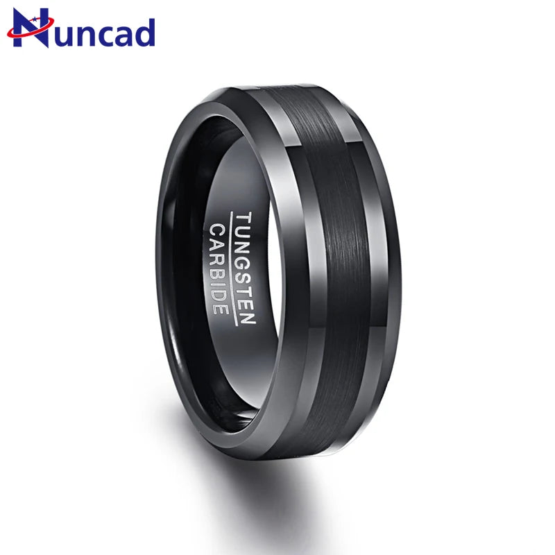 8mm Tungsten Carbide Ring Wedding Band Brushed Men's Ring Size 7-12