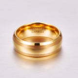 8mm Tungsten Carbide Wedding Band Ring Beveled Edge Brushed Lines