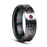 8mm Tungsten Carbide Steel Ring Bevel Edge Carbon Fiber Zircon Wedding Rings Men