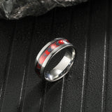 8mm Red Opal Spider Motif Tungsten Ring Wedding Band T227R