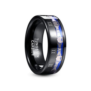 8mm Tungsten Steel Men's Ring Engraved Claddagh Pattern Roman Numeral