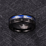 8mm Tungsten Steel Men's Ring Engraved Claddagh Pattern Roman Numeral