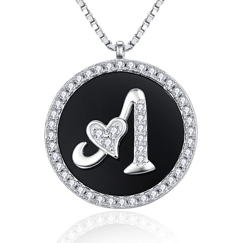 NUNCAD 925 Silver 26 Letter Zircon Pendant Necklace Women Jewelry Gift