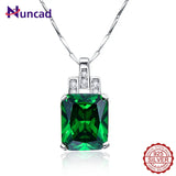 High Emerald Necklace Vintage 925 Sterling Silver Pendant