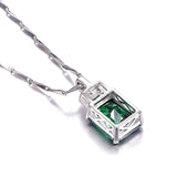 High Emerald Necklace Vintage 925 Sterling Silver Pendant