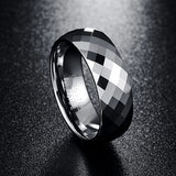 Men's 7.5mm Tungsten Carbide Ring Multi-Faceted High Polished