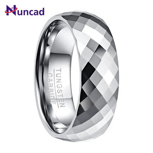 Men's 7.5mm Tungsten Carbide Ring Multi-Faceted High Polished
