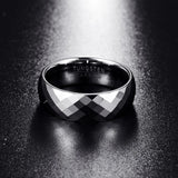 Men's 7.5mm Tungsten Carbide Ring Multi-Faceted High Polished
