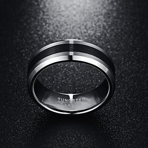 8MM Men's Tungsten Carbide Ring Brushed Finish Beveled Size 5-14