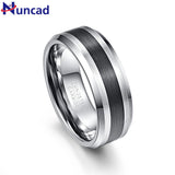 8MM Men's Tungsten Carbide Ring Brushed Finish Beveled Size 5-14