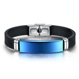 NUOBING Personalized Silicone Bracelet Stainless Steel ID Tag Unisex Jewelry