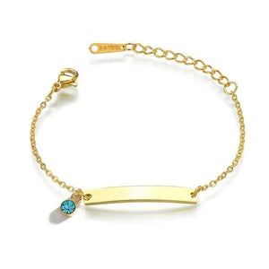 Personalized Stainless Steel Rhinestone Name Date Bracelet