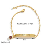 Personalized Stainless Steel Rhinestone Name Date Bracelet