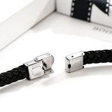 Custom Engraved Leather Bangle & Bracelet Stainless Steel ID Bracelet