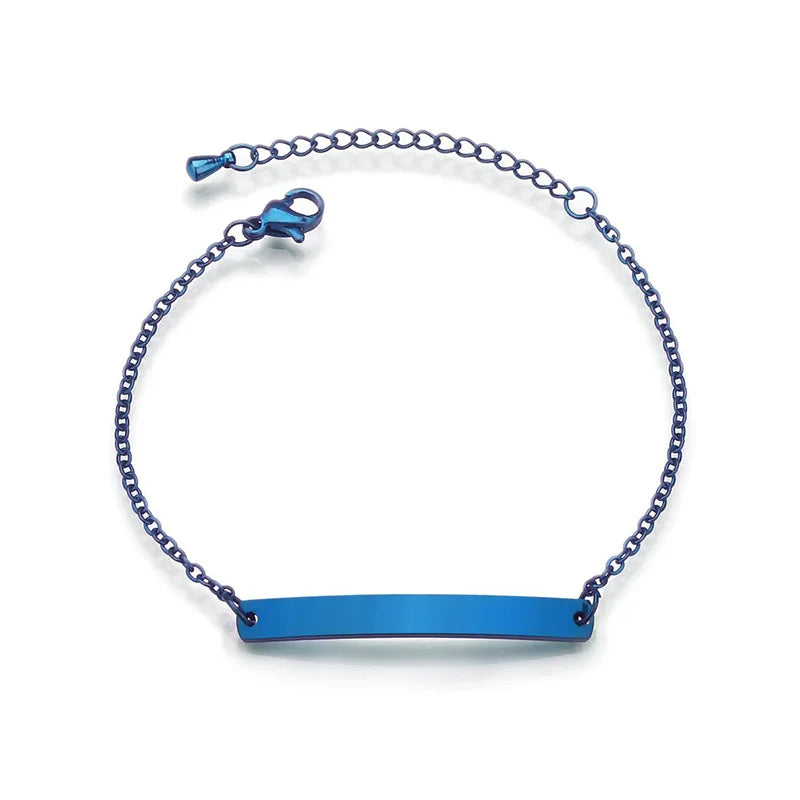 NUOBING Stainless Steel Nameplate Bracelet, Engrave Jewelry for Men Women