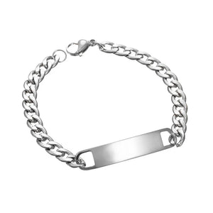 NUOBING Engraving Nameplate Couple Bracelet Stainless Steel Chain