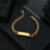 NUOBING Engraving Nameplate Couple Bracelet Stainless Steel Chain