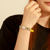 NUOBING Engrave Name Date ID Soft Silicone Bracelets Stainless Steel Text Logol