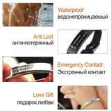 NUOBING Engrave Name Date ID Soft Silicone Bracelets Stainless Steel Text Logol