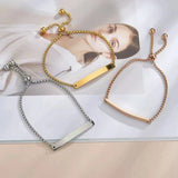 NUOBING Adjustable Engraving Name Bracelet Couple Bangles
