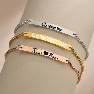 NUOBING Adjustable Engraving Name Bracelet Couple Bangles