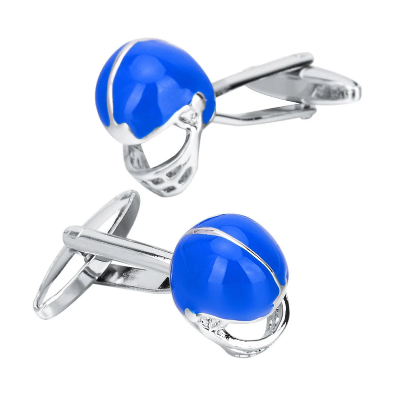 NVT Football Helmet Cufflinks For Mens French Shirt Enamel Sports Cuff Buttons