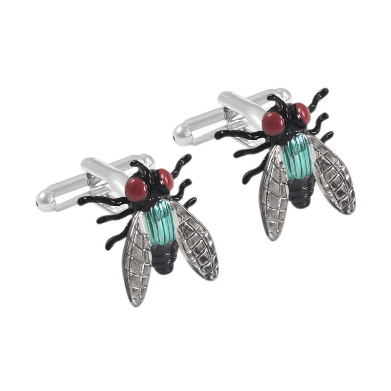 Colorful Metal Insect Flies Cufflinks For Mens French Shirt