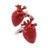 NVT Red Enamel Heart Cufflinks for Men