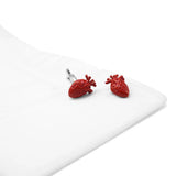 High Red Enamel Heart Cufflinks for Men Personalized Halloween Gift