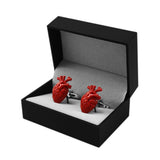 High Red Enamel Heart Cufflinks for Men Personalized Halloween Gift