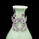 NY2023 Small Flower Phoenix Earrings Retro National Style Peacock
