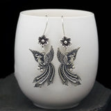 NY2023 Small Flower Phoenix Earrings Retro National Style Peacock