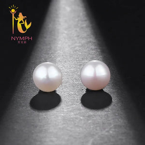 18K Pearl Earrings Fine Jewelry Freshwater Au750 Yellow Real Stud Earrings