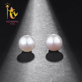 18K Pearl Earrings Fine Jewelry Freshwater Au750 Yellow Real Stud Earrings