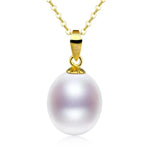 18K Freshwater Drop Pearl Pendant Necklace Au750 Fine Jewelry Women Party Gift