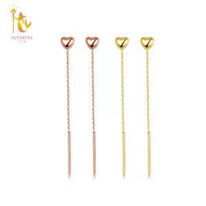 18K Yellow Drop Earrings Wedding Gift Solid AU750 Tassel Chain Fine Jewelry