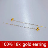 18K Yellow Drop Earrings Wedding Gift Solid AU750 Tassel Chain Fine Jewelry