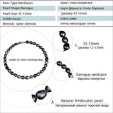 Baroque Pearl Necklace Freshwater Fine Choker for Party