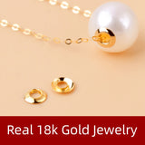 DIY Real 18k Pearl Pendant Au750 Gift Lady
