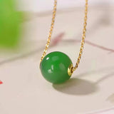 18K Jade Pendant Necklace with Au750 Chain for Women